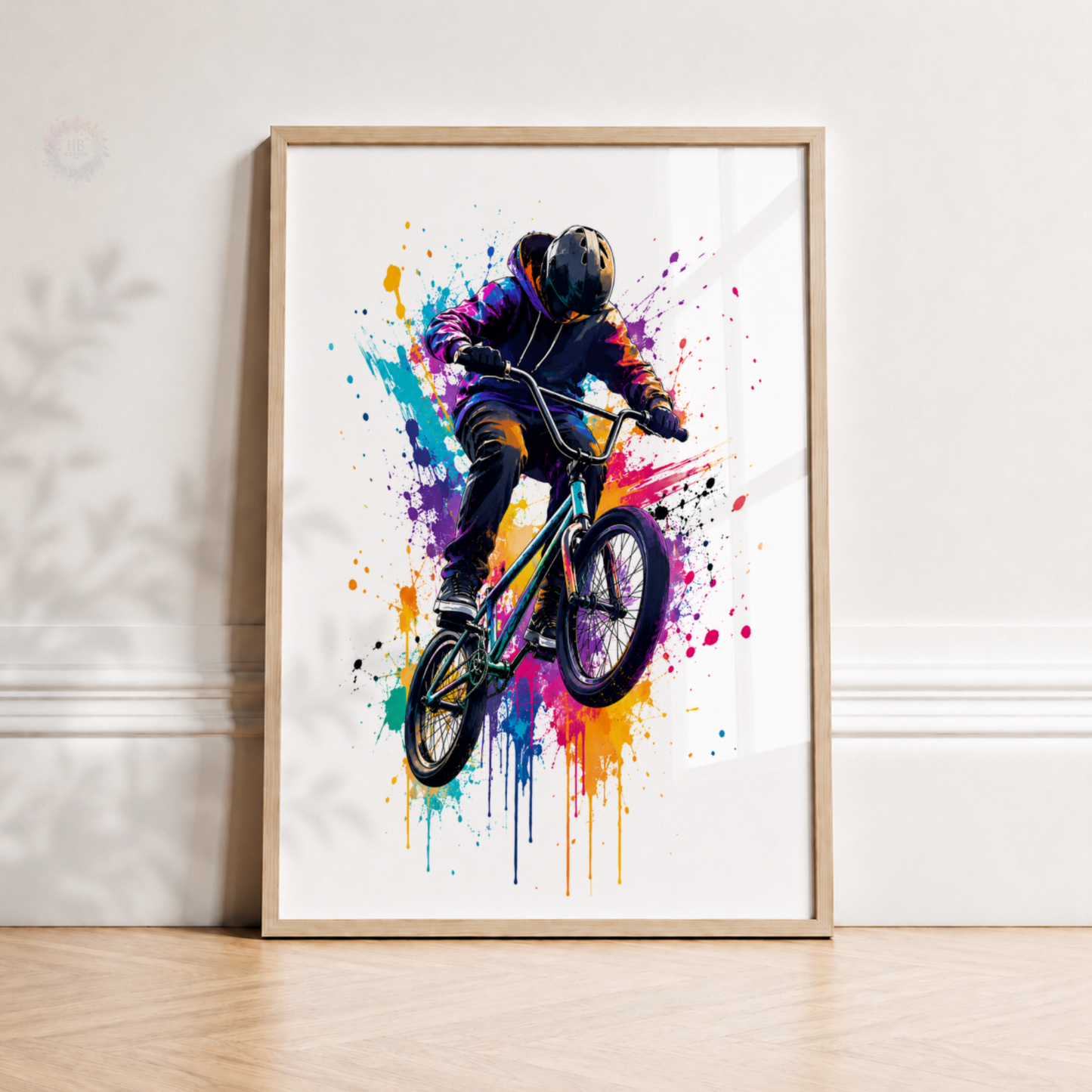 Colourful BMX Bike Wall Art Prints – Set of 3 Graffiti Style Freestyle Cycling Prints