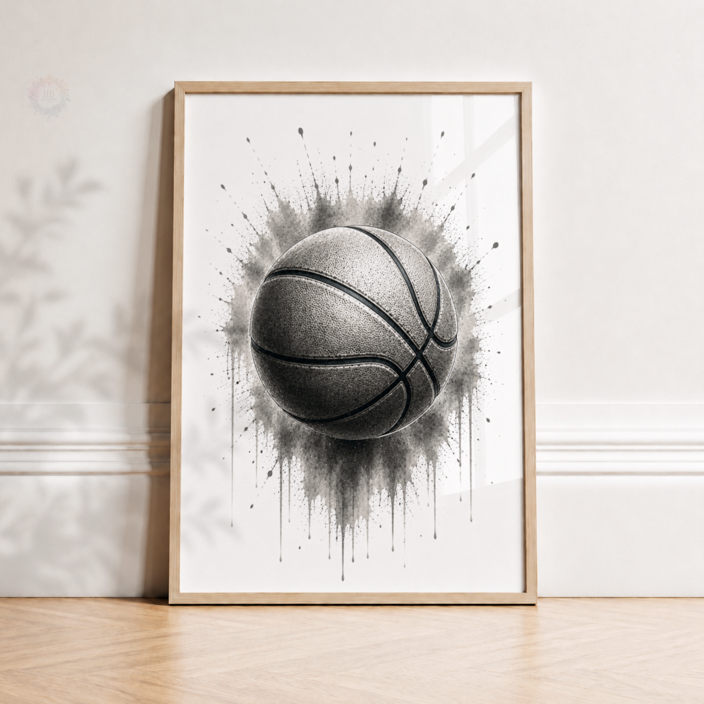 Personalised Basketball Wall Art Print Set – Black & White Custom Name & Number