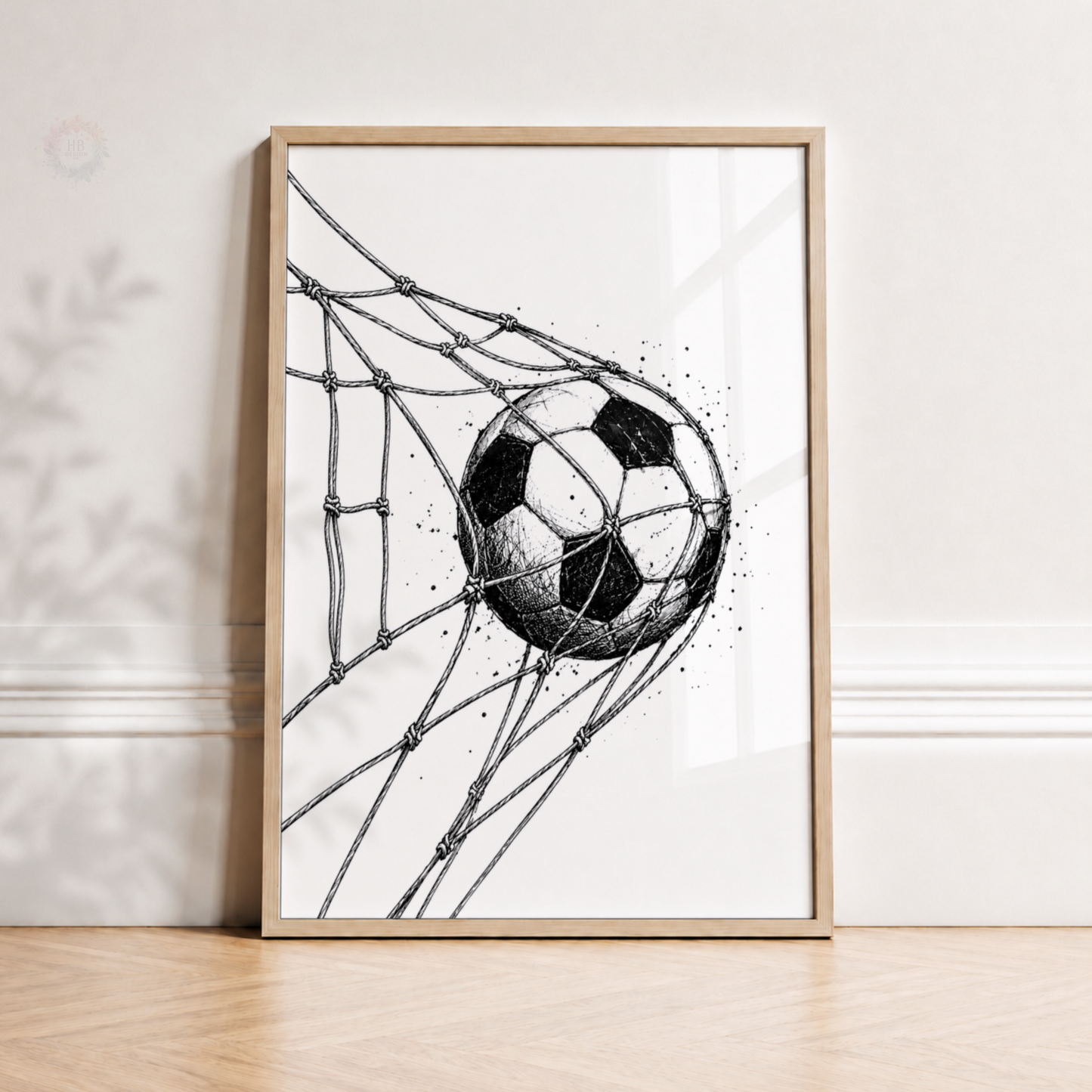 Personalised Black & White Football Wall Art Set – Name & Number Prints