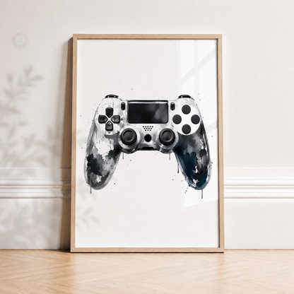 Personalised Monochrome Gamer Wall Art Set – Controller, Gamer & Headphones Prints