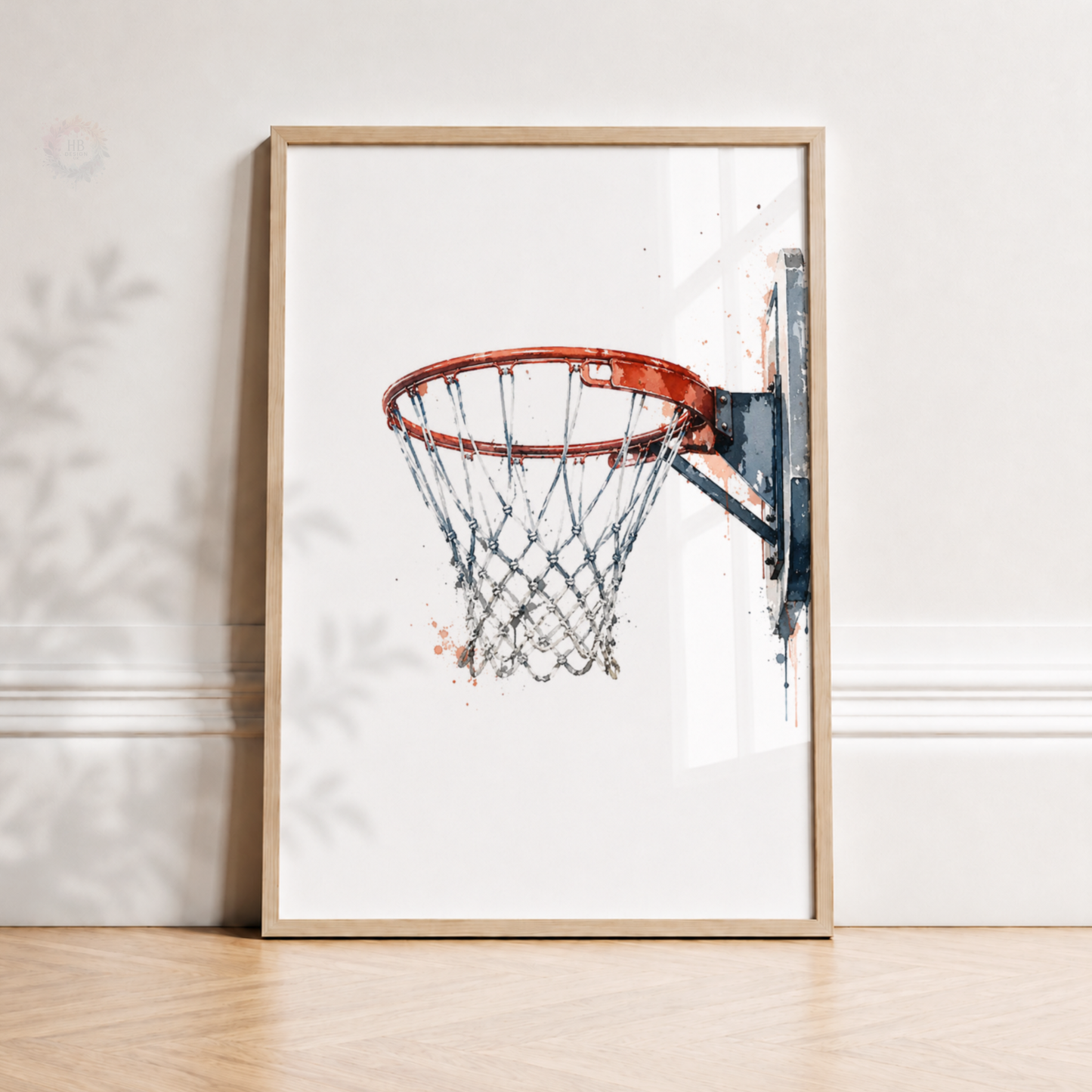 Personalised Basketball Prints – Set of 3 Watercolour Ball, Jersey & Hoop Wall Art