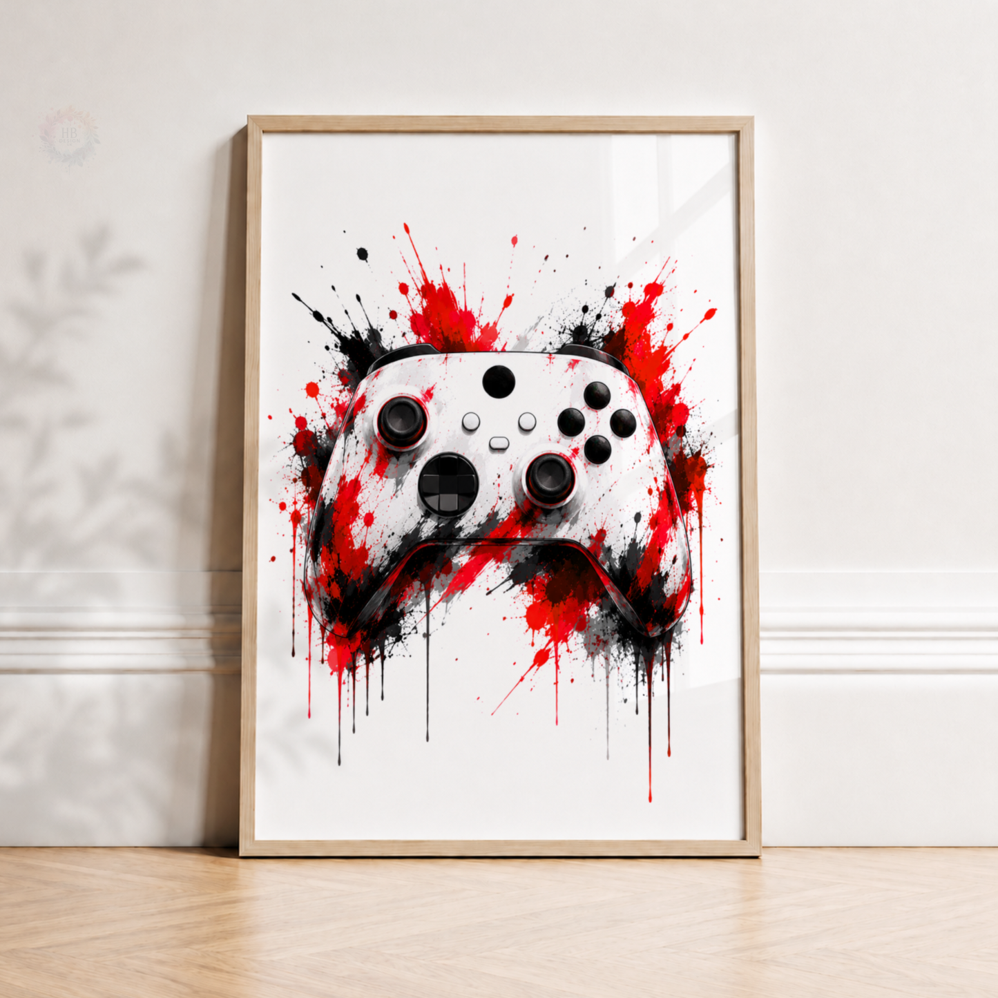 Personalised Red & Black Gamer Wall Art Set – Controller, Gamer & Headphones Prints