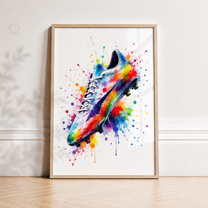 Personalised Colourful Football Wall Art Set – Name & Number Prints