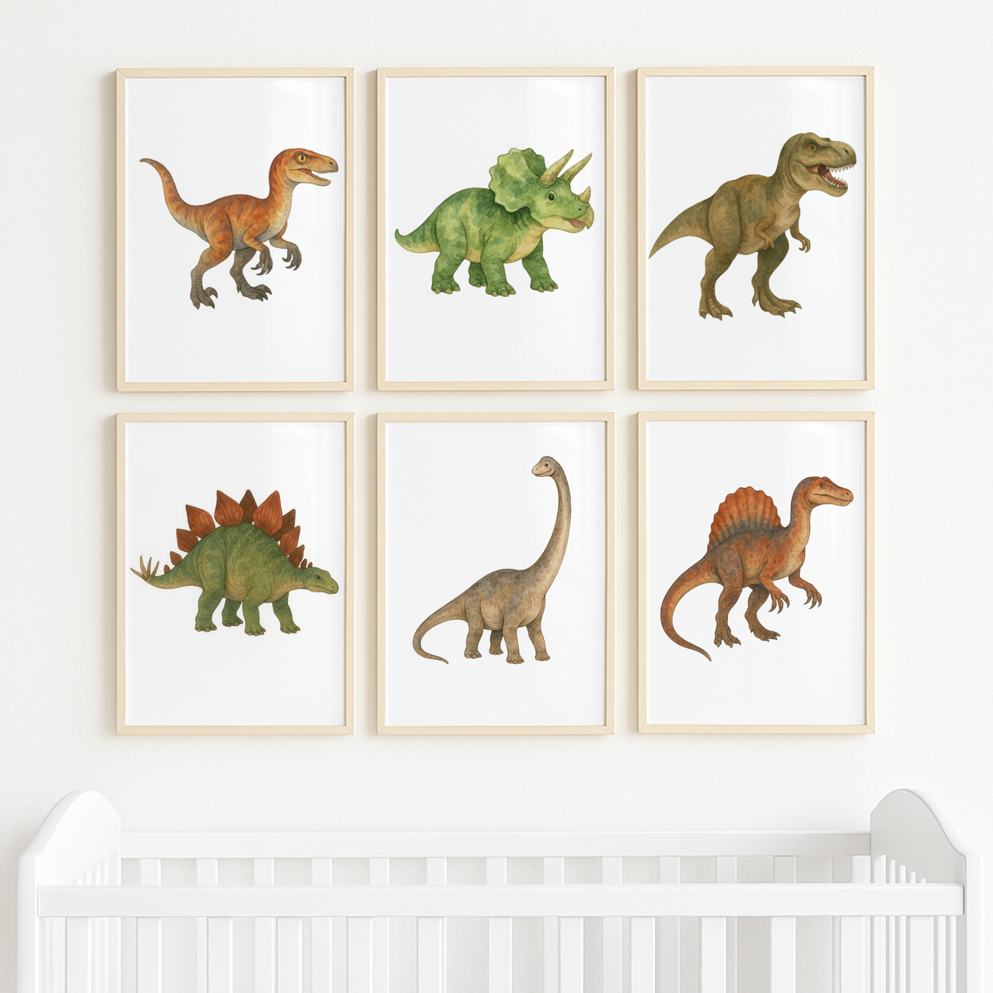 Watercolour Dinosaurs - Nursery Print Set of 6