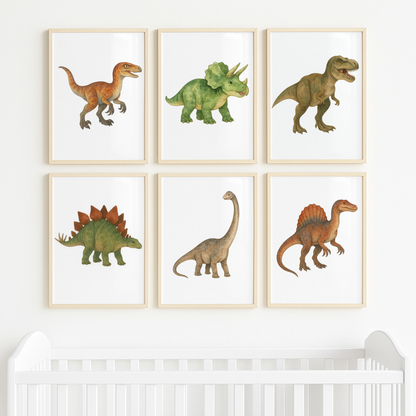 Watercolour Dinosaurs - Nursery Print Set of 6