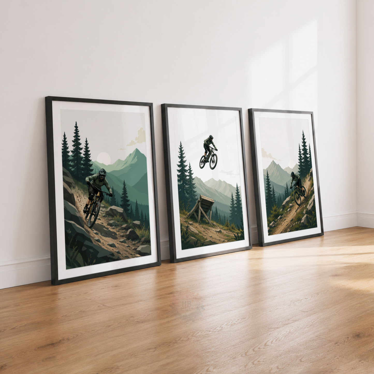 Mountain Bike Wall Art Prints – Set of 3 MTB Trail & Downhill Cycling Prints