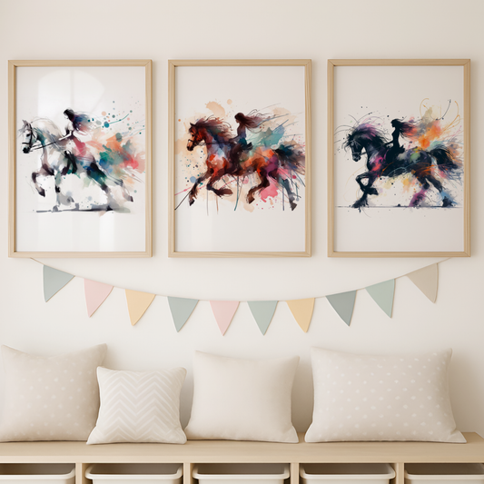 Horse & Rider Prints - Horse & Pony Collection Set of 3