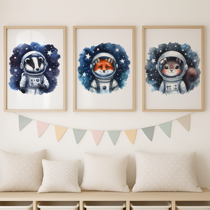 Woodland Animals Space Print Set - Nursery Space Collection Set of 3