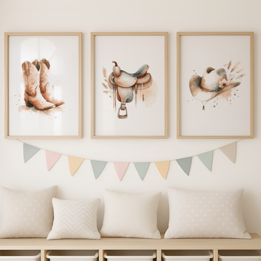 Western Saddle Print Set - Horse & Pony Collection Set of 3