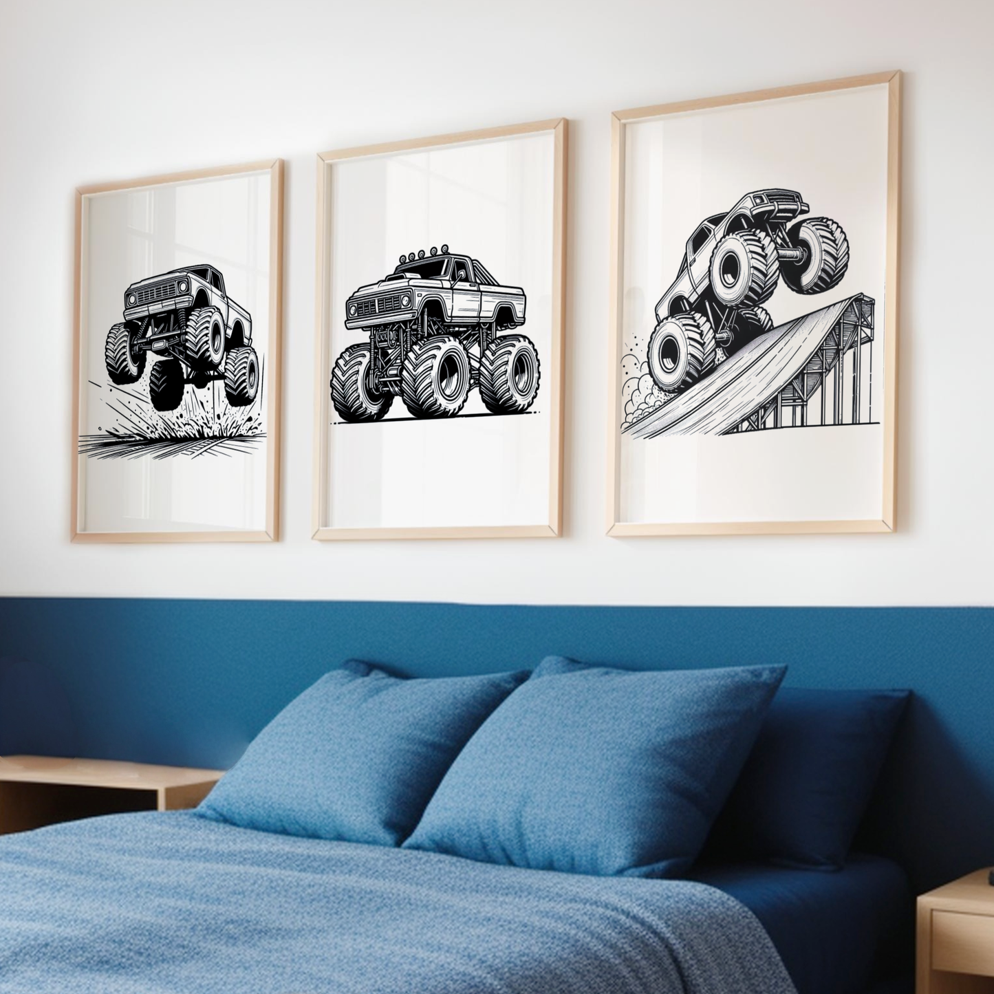 Monster Truck Print Set - Vehicle Collection Set of 3