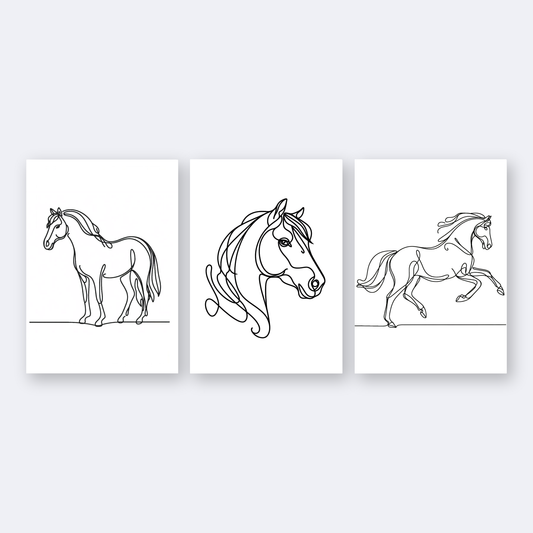 Horse Line Art Print Collection